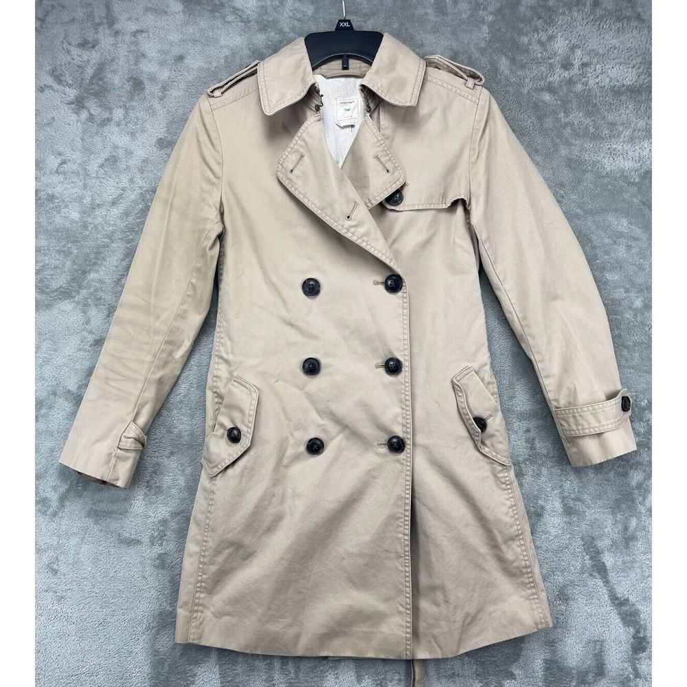 Gap Women's Belted Classic Trench Coat Size XS Beige Double Breasted